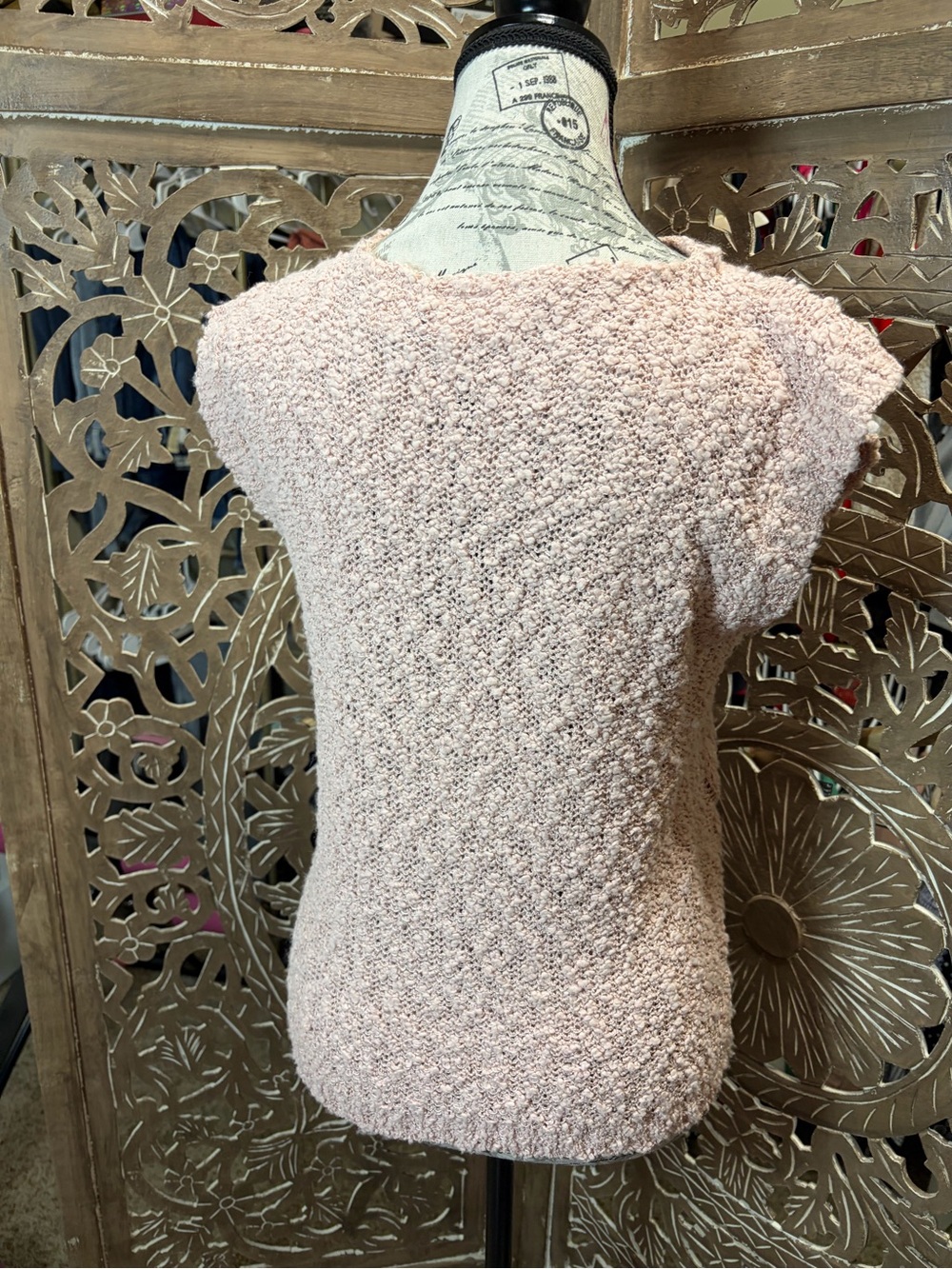 Soft Knit Cap-Sleeve Sweater Top in Blush - Picture 3 of 6